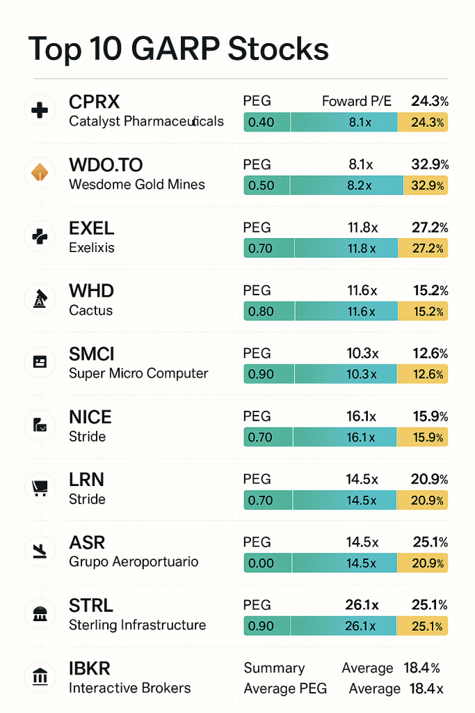 Top 10 GARP stocks by Vulcan-MK5 analysis engine.