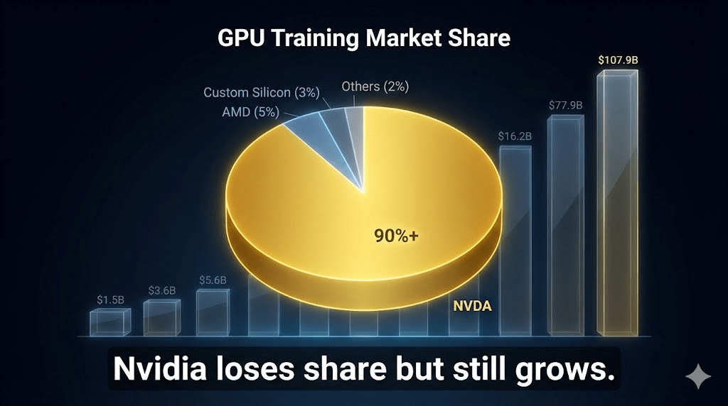 NVIDIA (NVDA) Dominance Chart for 2026 top 10 AI stocks research report.