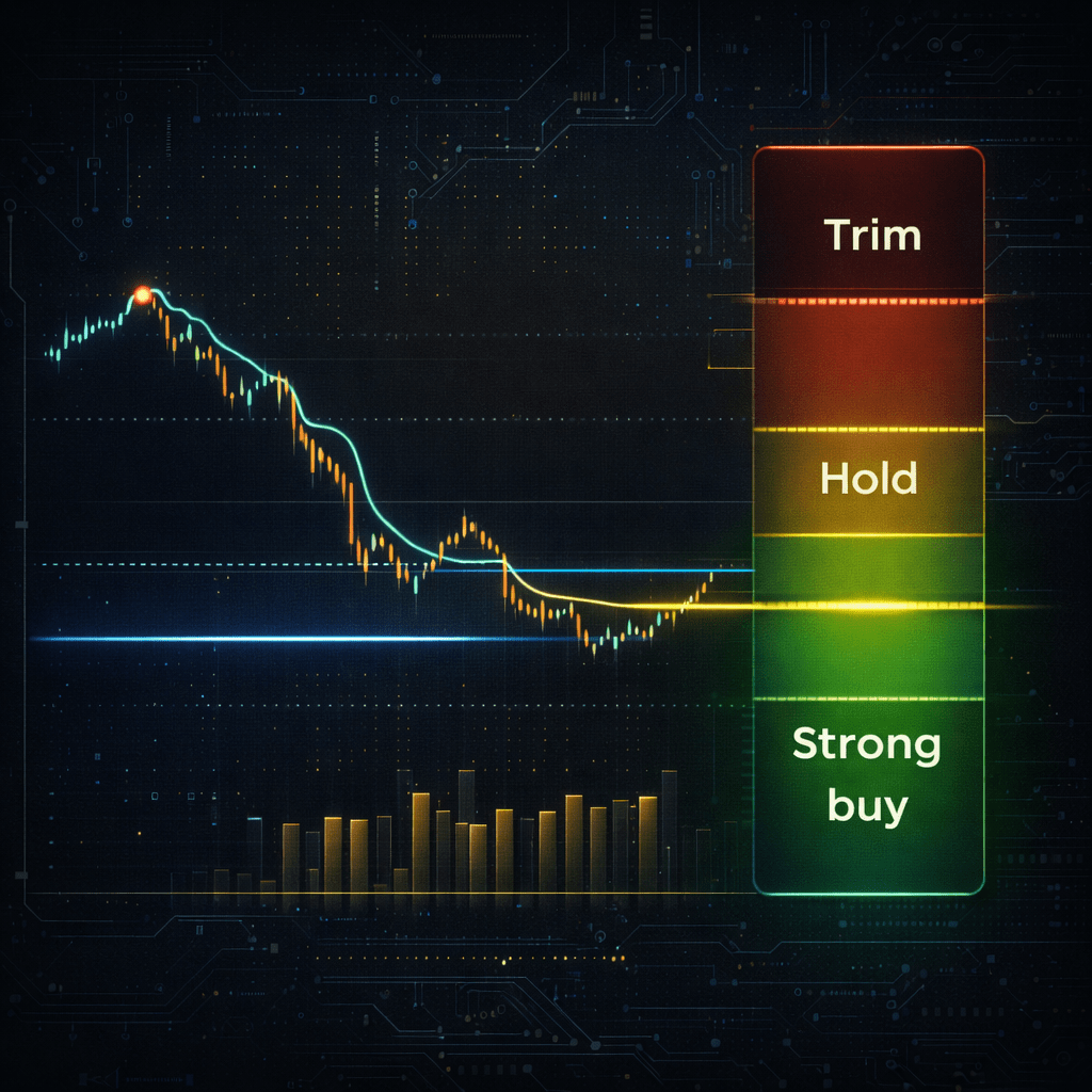 META Stock Analysis Image Visualizes the buy zone framework without requiring specific numbers that might become outdated. The "value ladder" concept makes the tiered entry strategy immediately intuitive. Current price position in green zone reinforces the Strong Buy message visually. Square aspect ratio works well for inline content breaks.