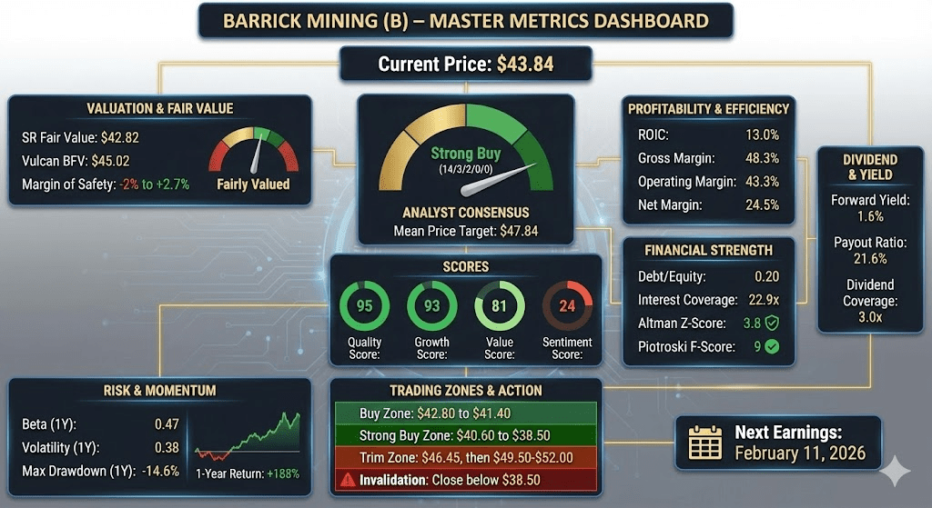 Barrick Mining Stock Analysis Scorecard powered by VulcanMK5